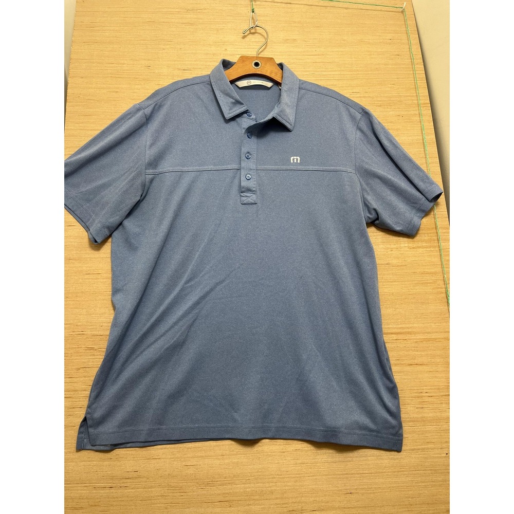 TravisMathew‎ Polo Shirt Mens Large Blue Performance Golf Athletic Casual Modern